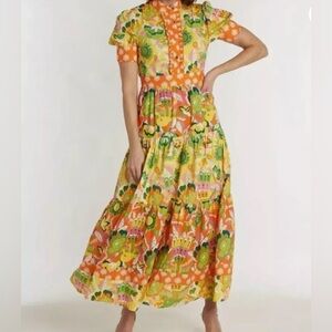 NWT! CK BRADLEY Annabelle Falconer Yellow Tiered Maxi Dress $378